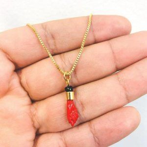 Cadena Box Link con Dije de Azabache para Mujer Azabache Necklace Box Chain 20"